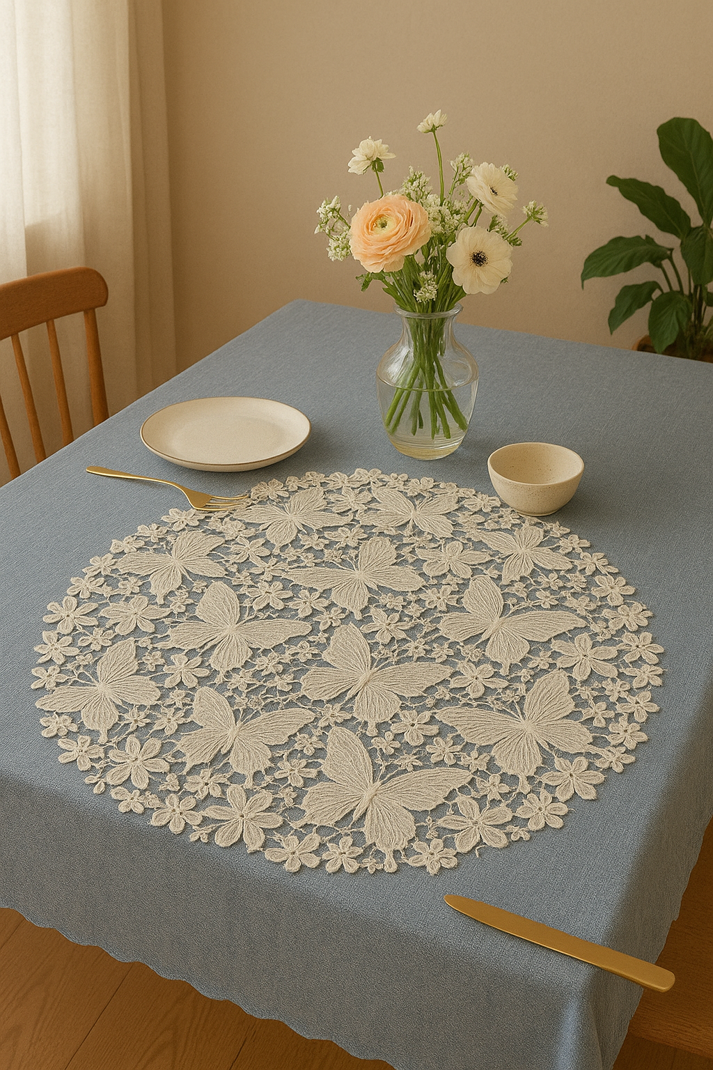 Metallic PVC Dining Placemats – 6 Piece Set | Elegant Butterfly Design