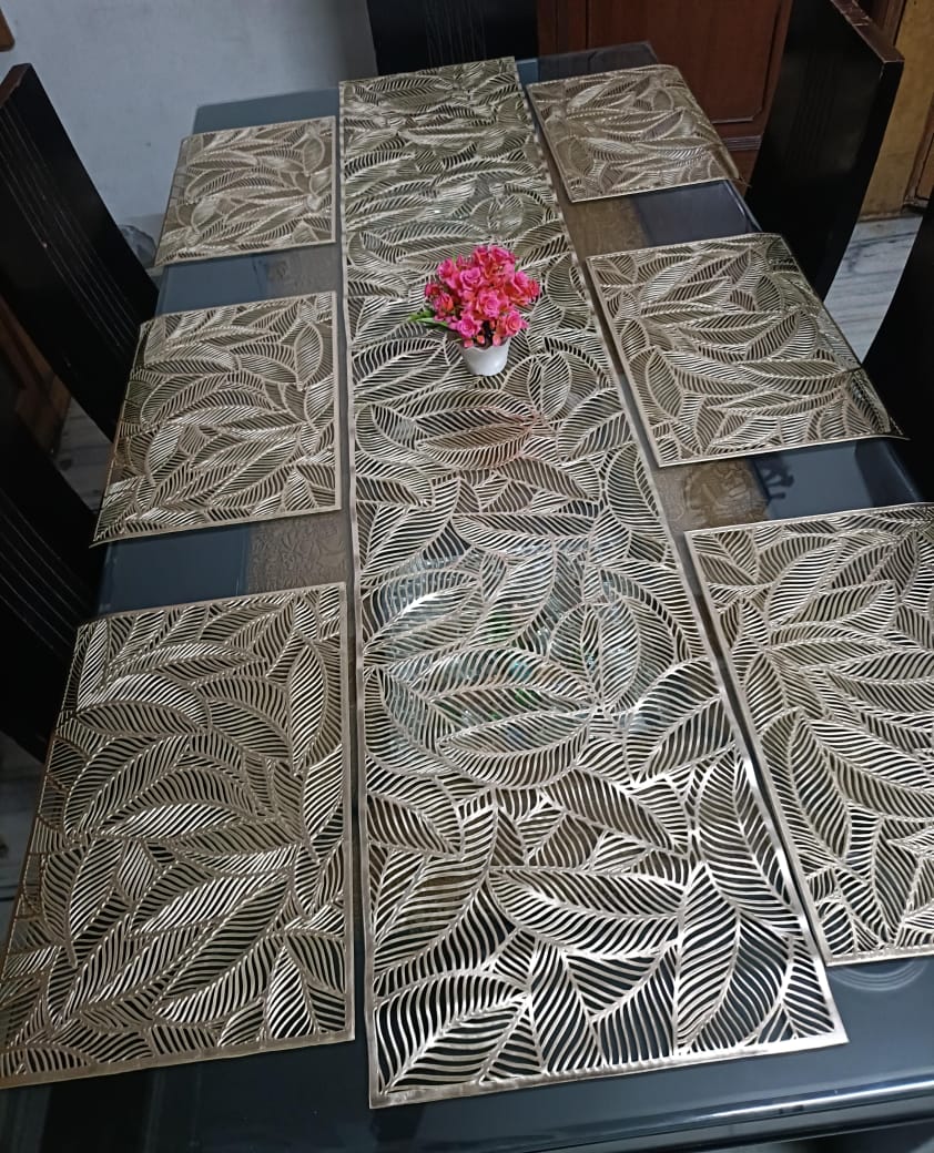 Laser Cut Metallic Dining Placemats with Matching Table Runner