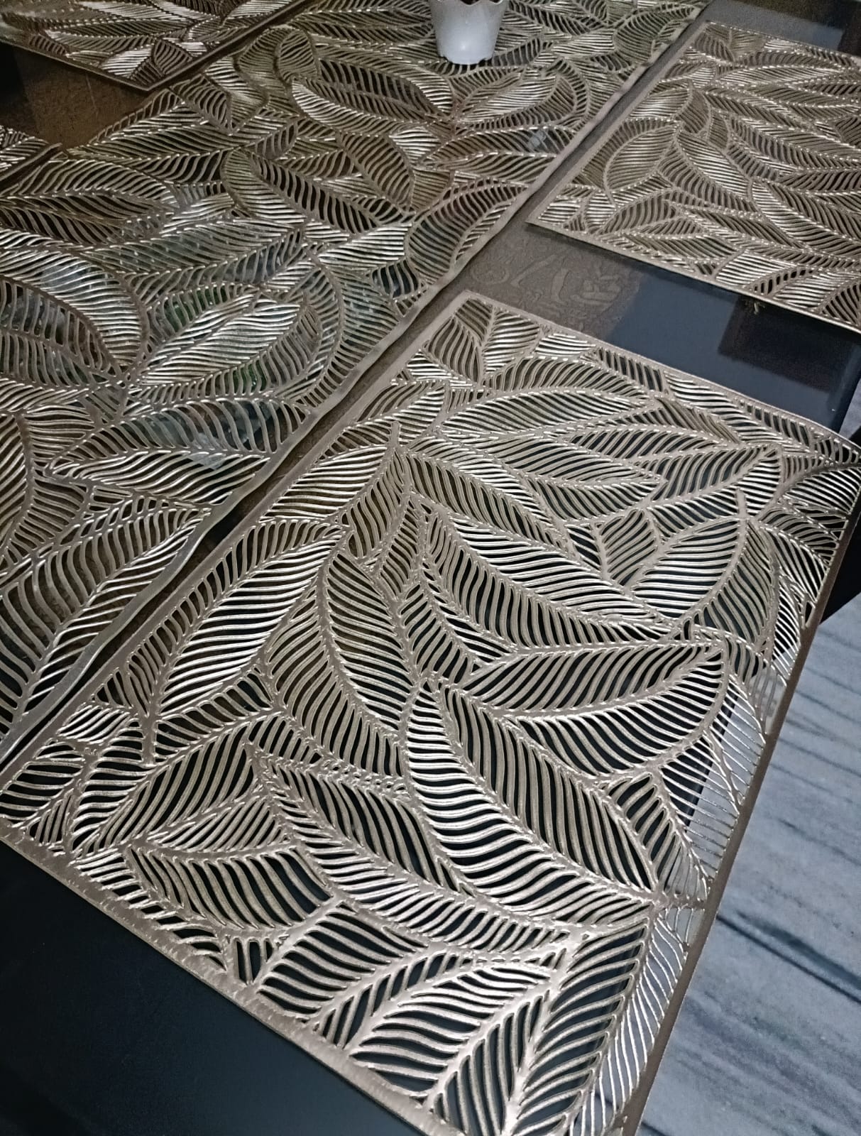 Laser Cut Metallic Dining Placemats with Matching Table Runner