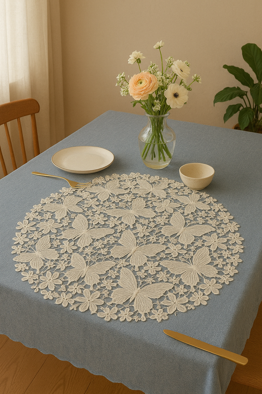 Metallic PVC Dining Placemats – 6 Piece Set | Elegant Butterfly Design