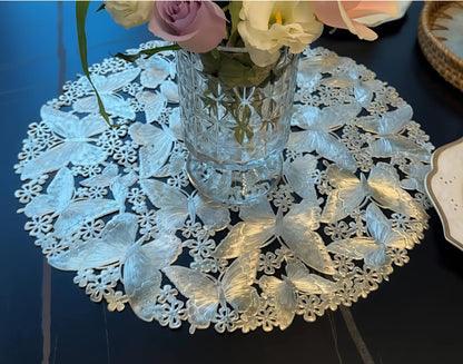 Metallic PVC Dining Placemats – 6 Piece Set | Elegant Butterfly Design