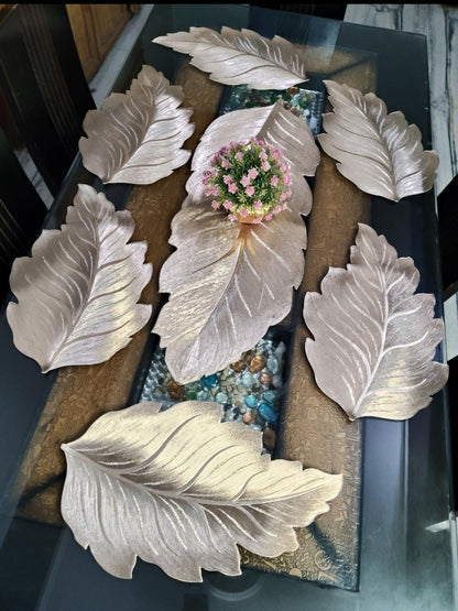 Leaf Design Dining Mats & Runner Combo - Gold