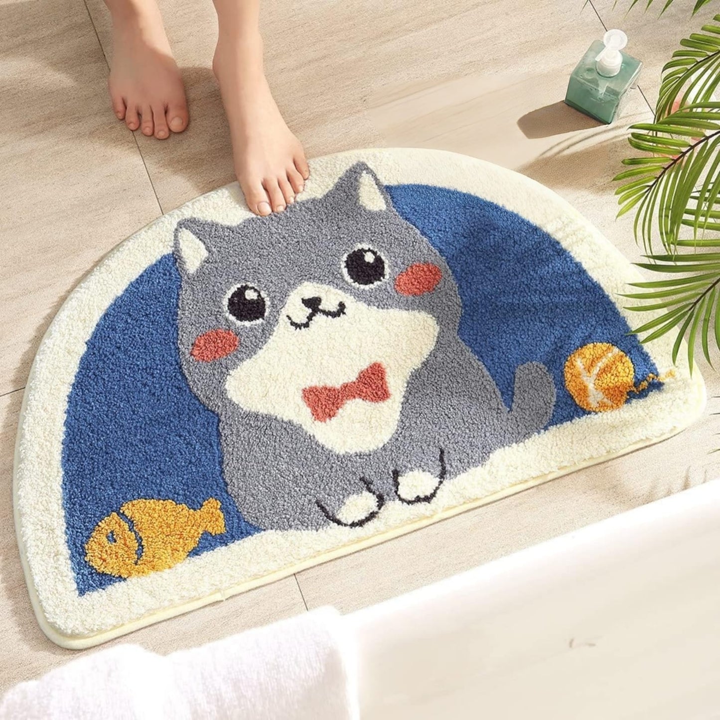 Adorable Cat Design Bathmat for Bathroom & Home Decor