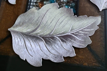 Leaf Design Dining Mats & Runner Combo - Silver