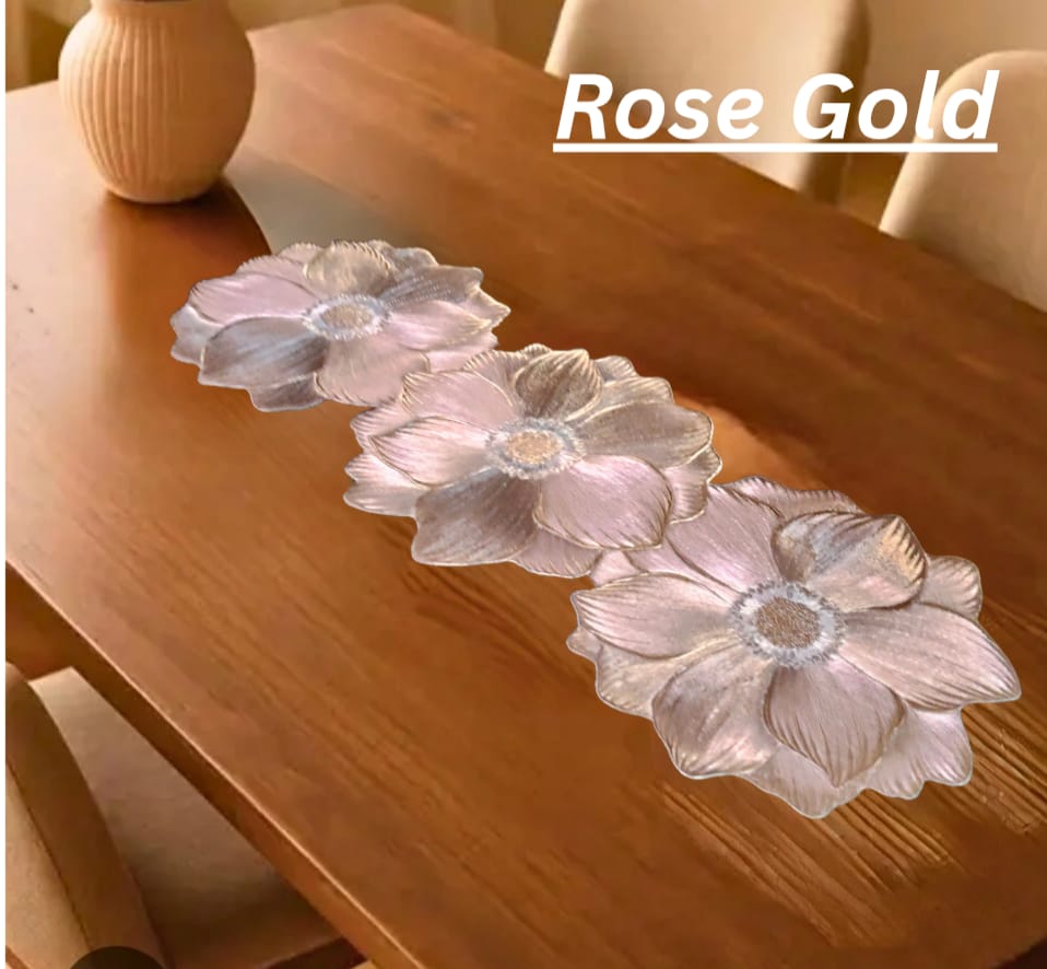 Sunflower Shaped Dining Mats & Runner Combo - Rose Gold