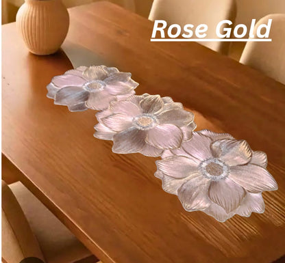 Sunflower Shaped Dining Mats & Runner Combo - Rose Gold