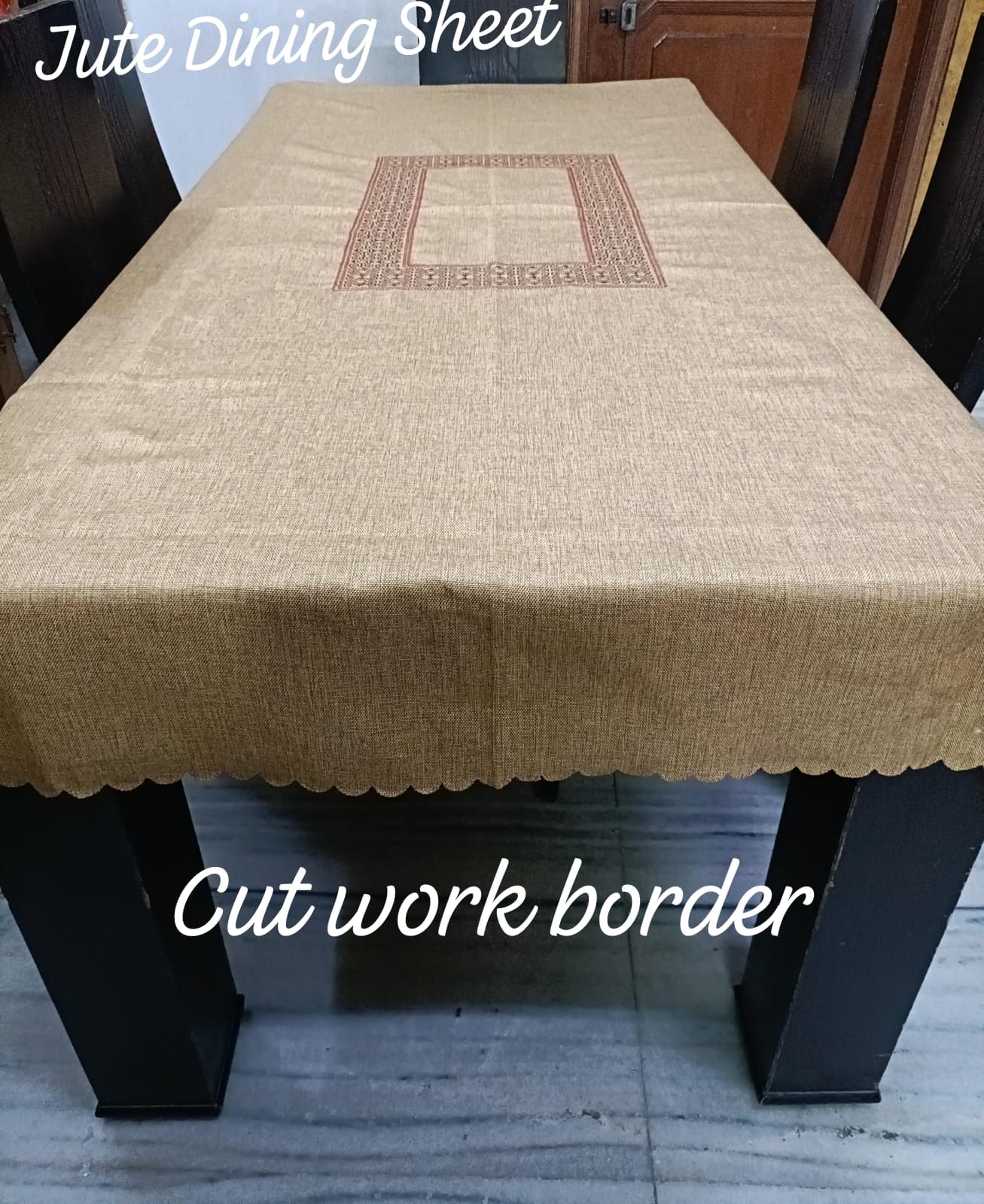 Jute Plain 6 Seater Table Cover